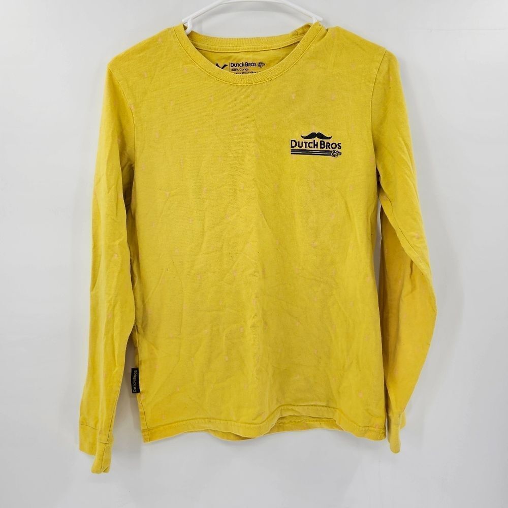 Dutch bros coffee long sleeve medium yellow mens women employee merch